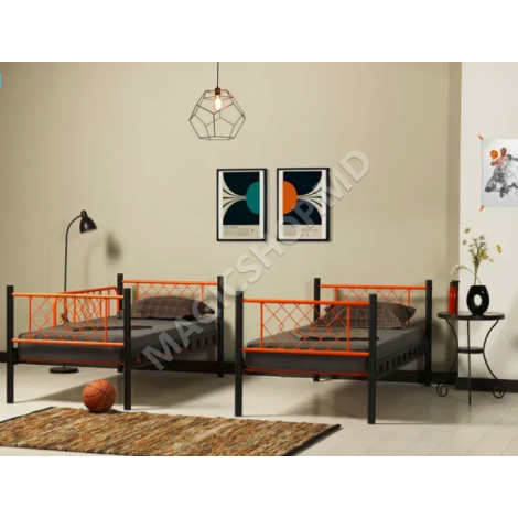 Pat 2 nivele METIS 90x200 negru cu portocaliu